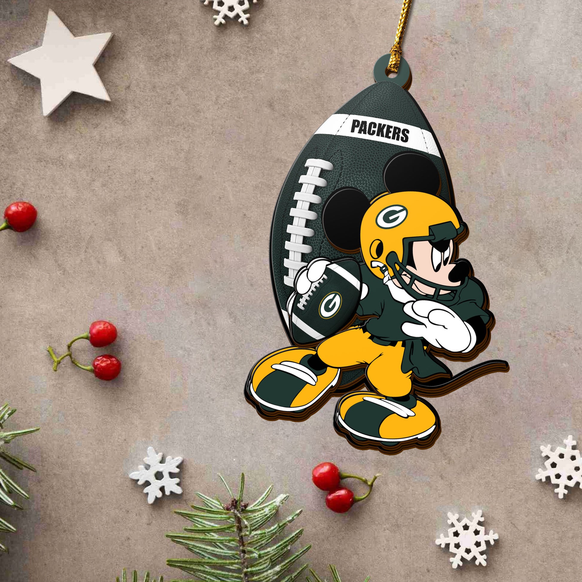 Green Bay Packers 3 Layered Piece Wooden Ornament, Sport Team And MK Ornament,Sport Ornament, Fan Gifts, Hanging Decoration EHIVM-52346