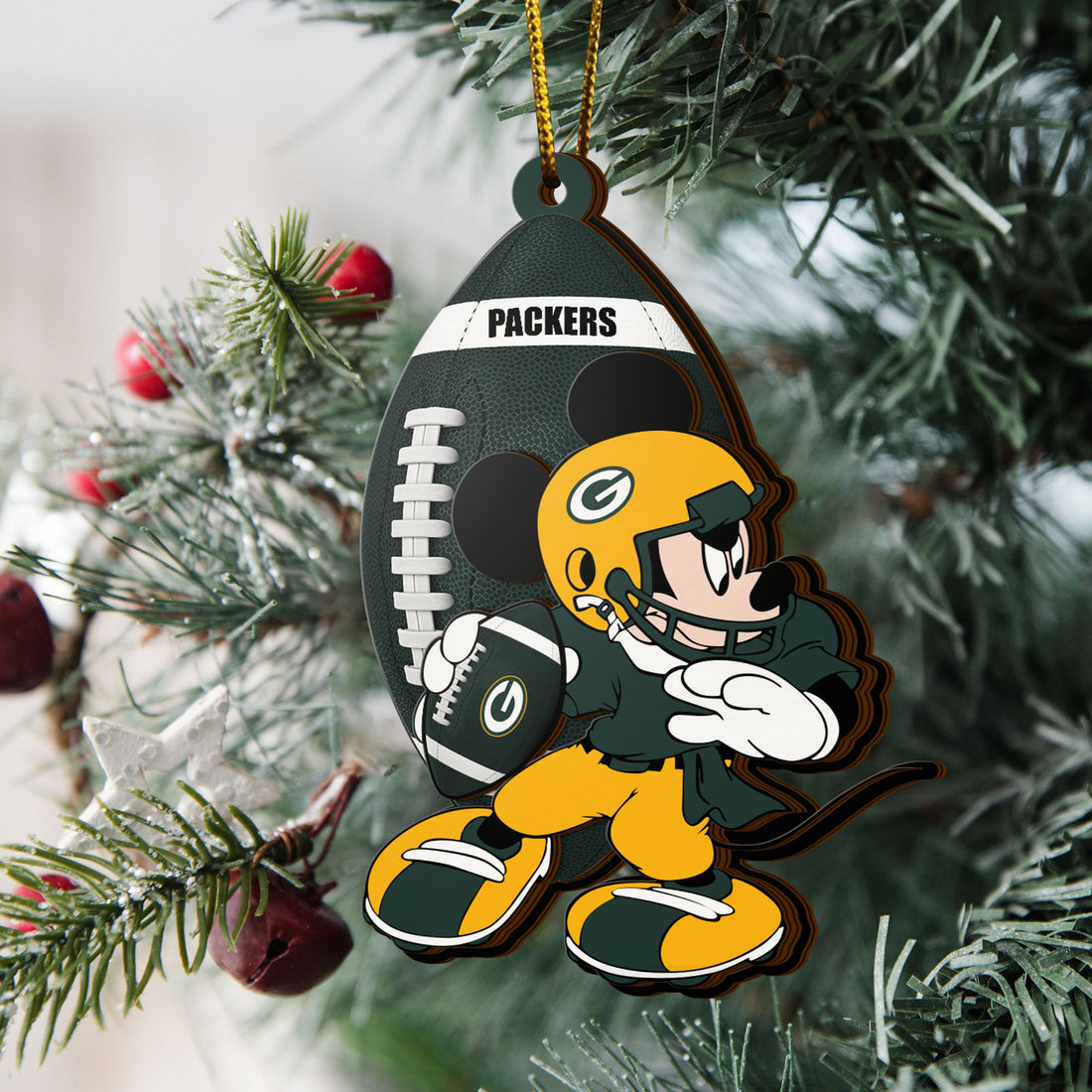 Green Bay Packers 3 Layered Piece Wooden Ornament, Sport Team And MK Ornament,Sport Ornament, Fan Gifts, Hanging Decoration EHIVM-52346