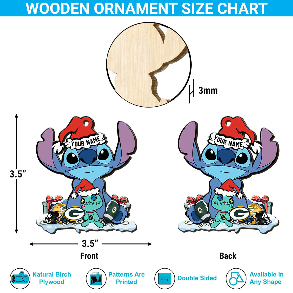 Green Bay Packers Wooden Ornament Personalized Your Name , Football Team And St Ornament, Christmas Gift For Football Fan ETHY-52633