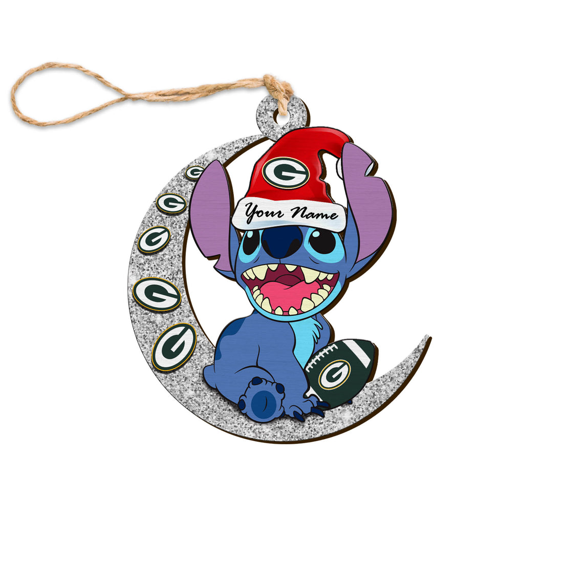 Green Bay Packers Wooden Ornament Personalized Your Name , Football Team And St With Moon Ornament, Fan Gifts, Sport Home Decorations ETHY-52639