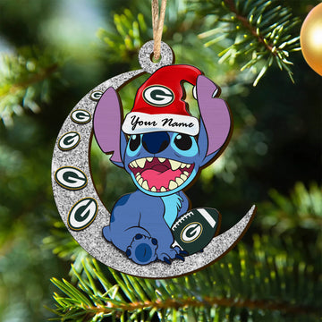 Green Bay Packers Wooden Ornament Personalized Your Name , Football Team And St With Moon Ornament, Fan Gifts, Sport Home Decorations ETHY-52639