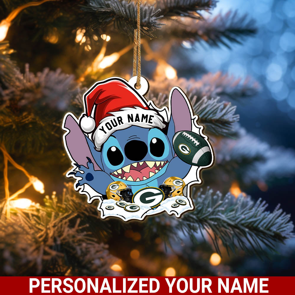 Green Bay Packers Wooden Ornament Personalized Your Name, Football Team With St Ornament, Christmas Ornament Gift, Football Fan Gifts ETHY-52632