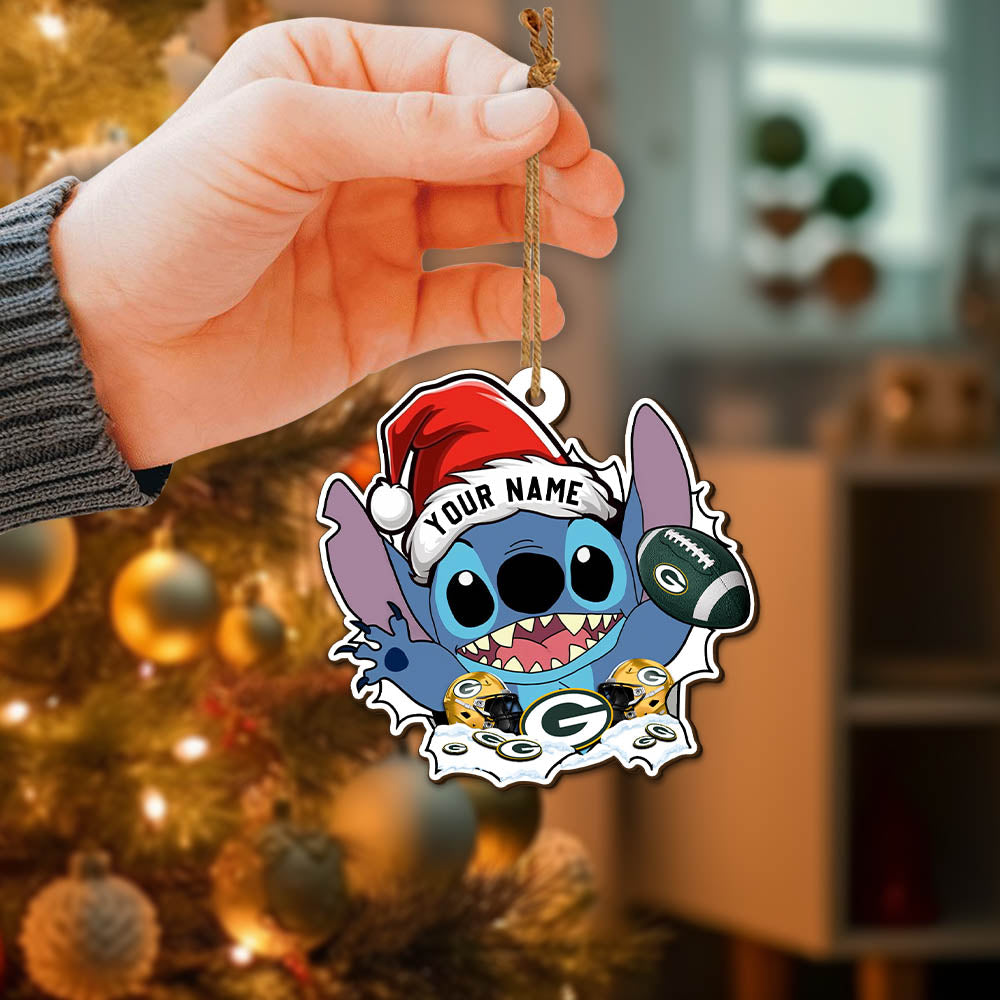 Green Bay Packers Wooden Ornament Personalized Your Name, Football Team With St Ornament, Christmas Ornament Gift, Football Fan Gifts ETHY-52632