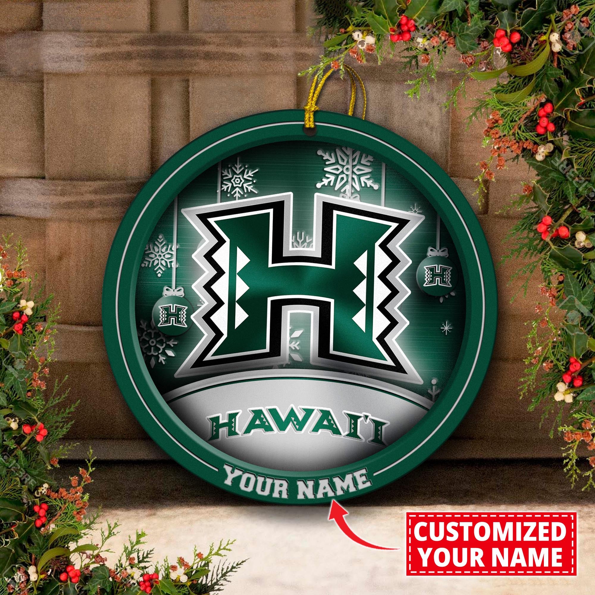 Hawaii Rainbow Warriors Circle Aluminium Custom Ornament 2 Side Trending New Arrivals H52912 ETUG311023