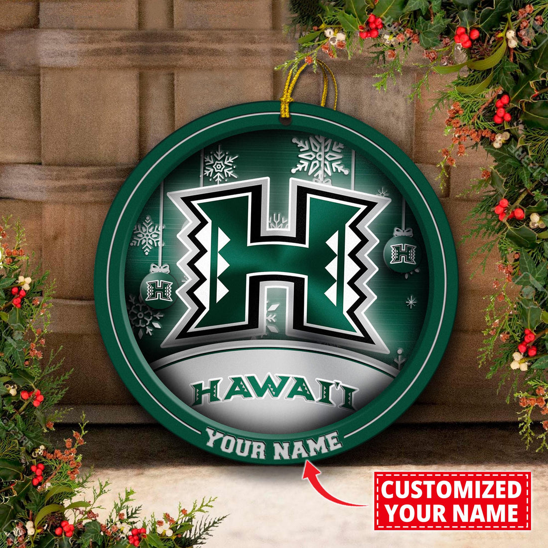 Hawaii Rainbow Warriors Circle Aluminium Custom Ornament 2 Side Trending New Arrivals H52912 ETUG311023