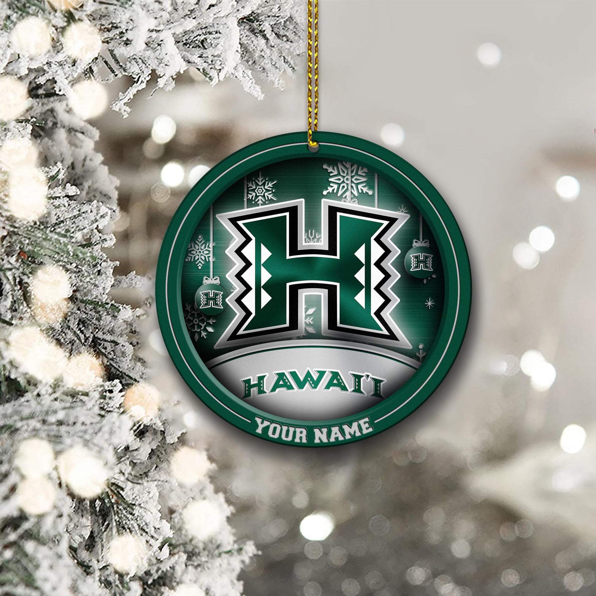 Hawaii Rainbow Warriors Circle Aluminium Custom Ornament 2 Side Trending New Arrivals H52912 ETUG311023