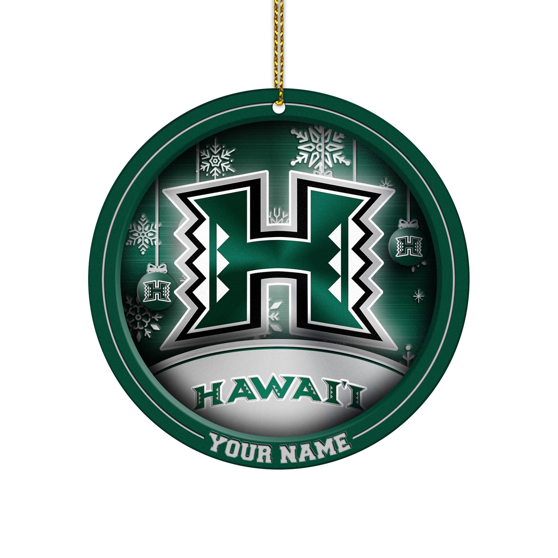 Hawaii Rainbow Warriors Circle Aluminium Custom Ornament 2 Side Trending New Arrivals H52912 ETUG311023