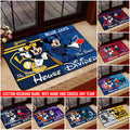 House Divided Doormat Custom Husband Name, Wife Name And Choose Any Team, Sport Team Doormat, Home Decorations