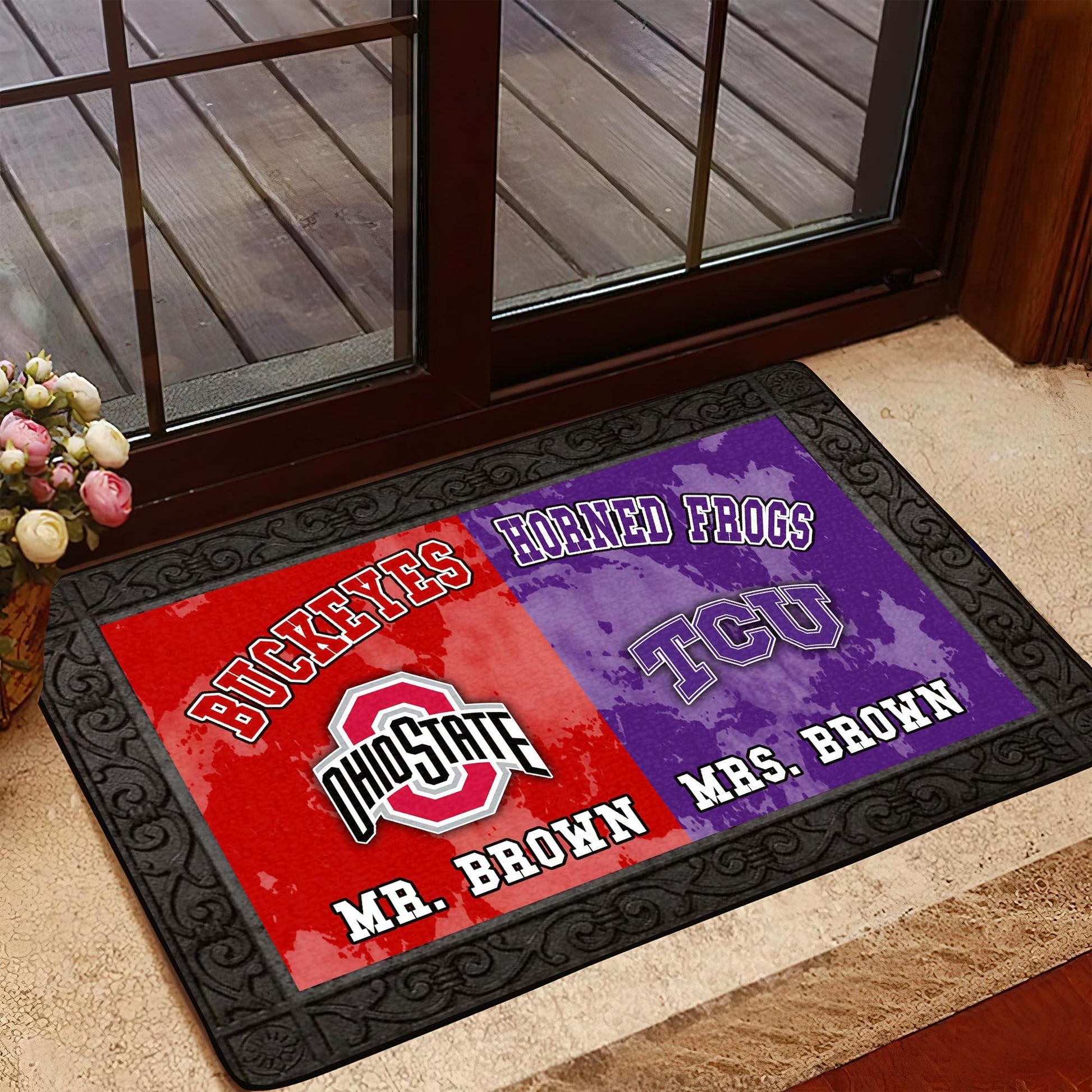 House Divided Doormat Personalized Your Name And Team, Sport Doormat, Gifts For Sport Fan