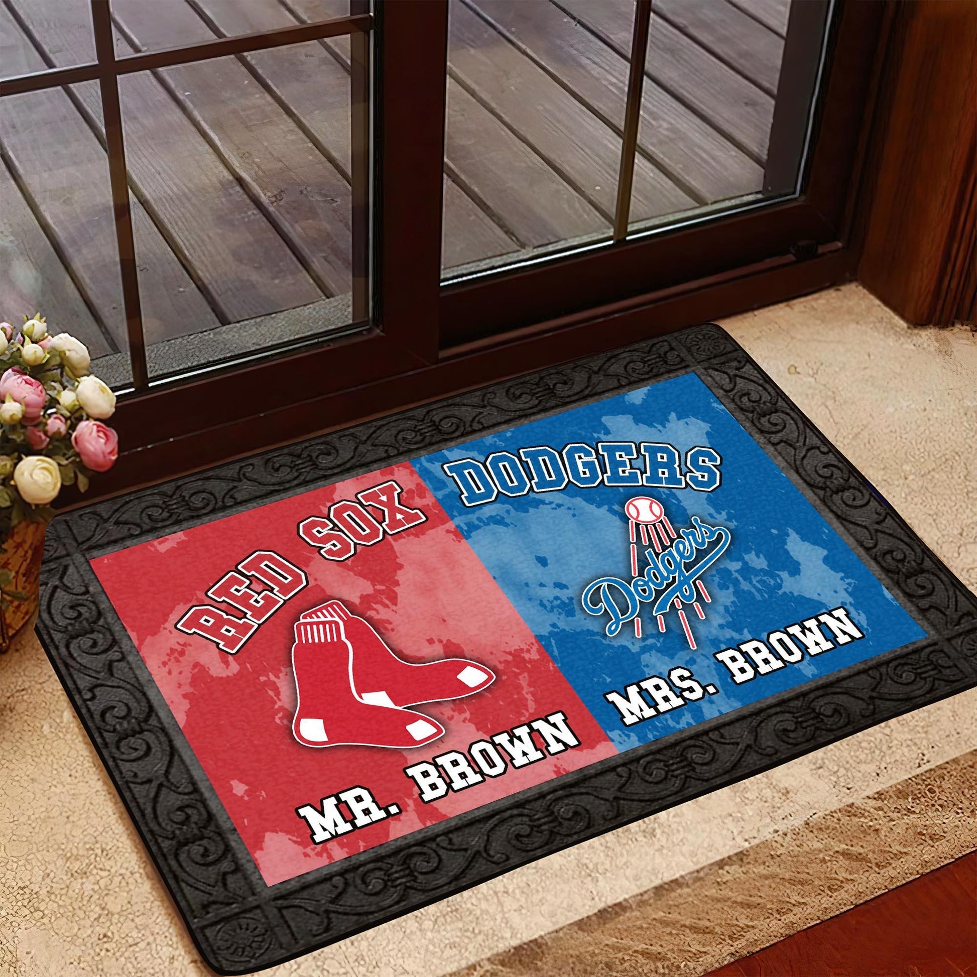 House Divided Doormat Personalized Your Name And Team, Sport Doormat, Gifts For Sport Fan