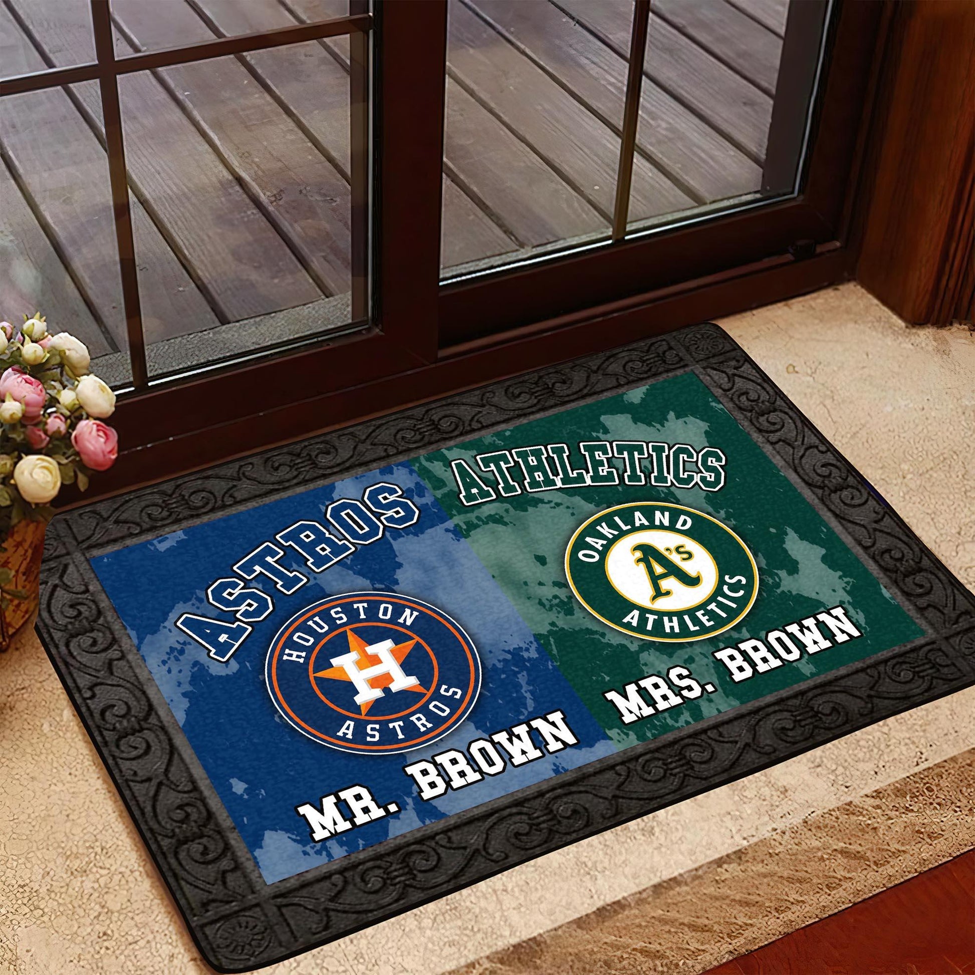 House Divided Doormat Personalized Your Name And Team, Sport Doormat, Gifts For Sport Fan