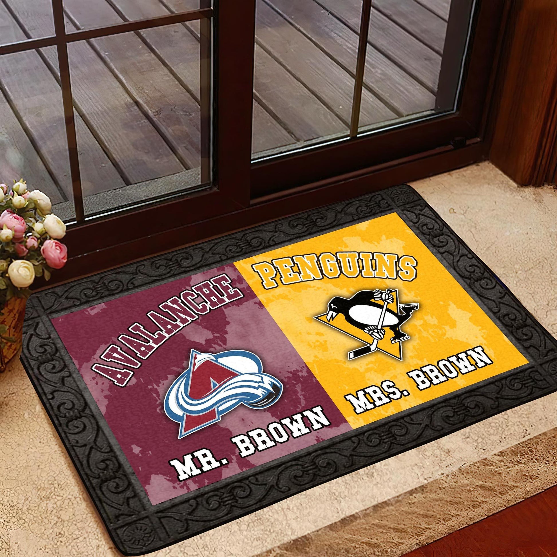 House Divided Doormat Personalized Your Name And Team, Sport Doormat, Gifts For Sport Fan