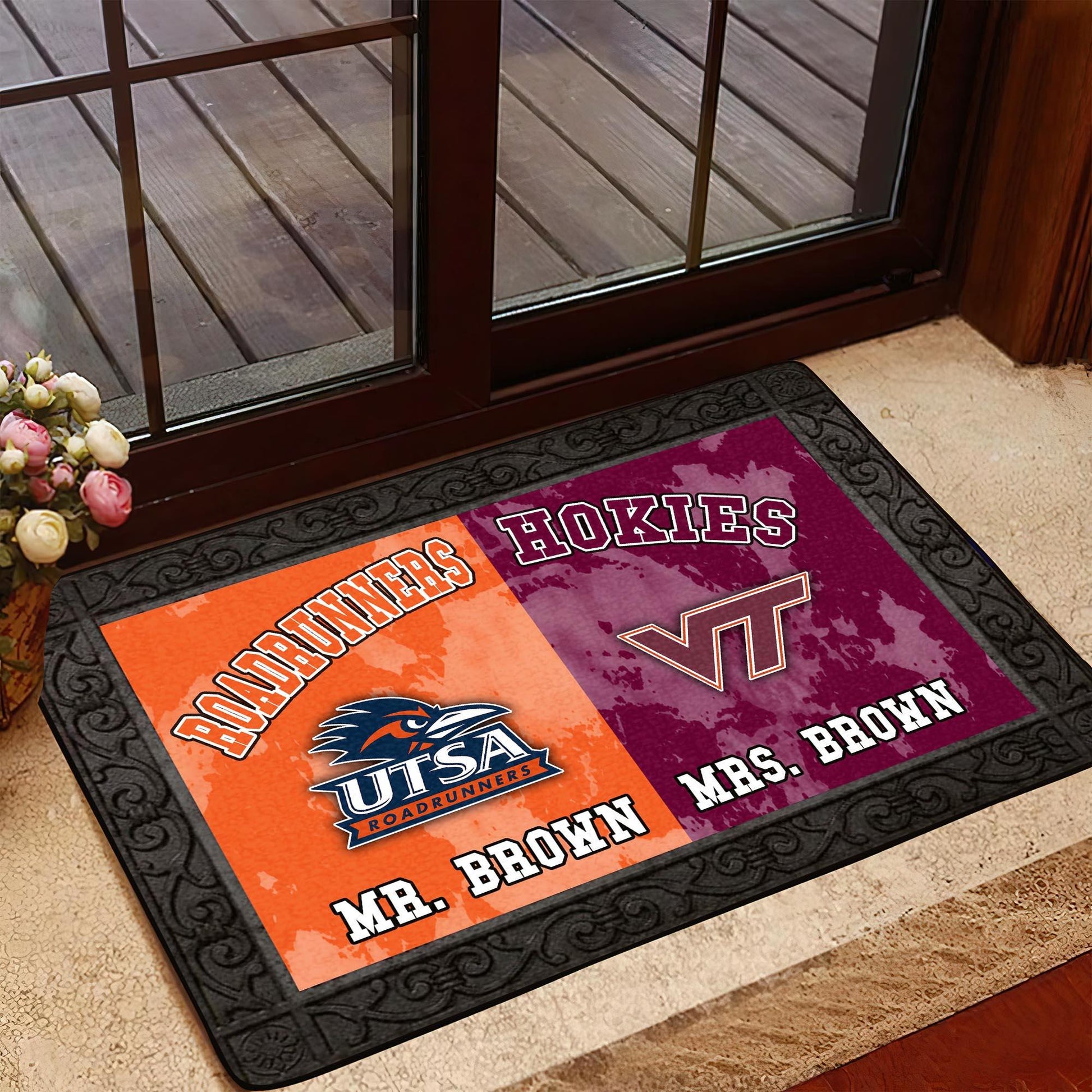 House Divided Doormat Personalized Your Name And Team, Sport Doormat, Gifts For Sport Fan