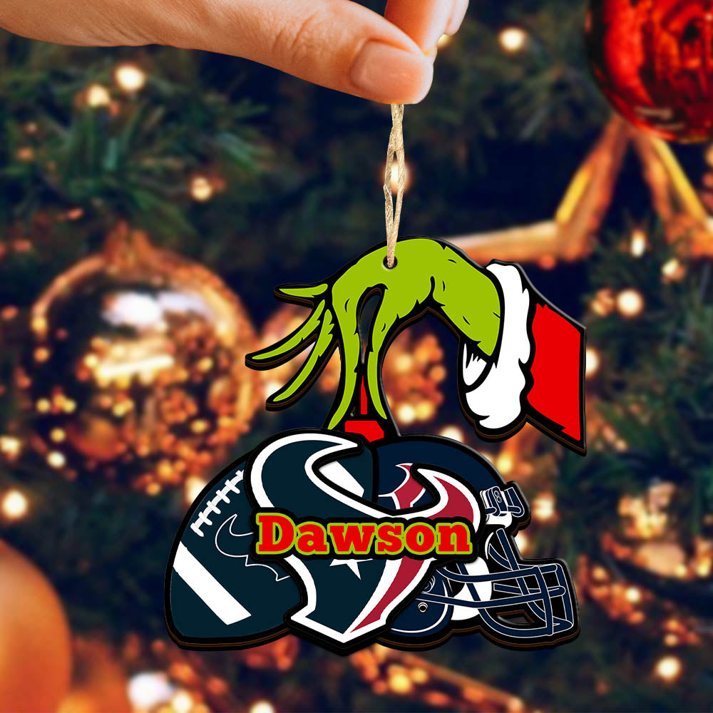 Houston Texans 2 Layered Wooden Ornament Personalized Your Name, GR And American Football Team Ornament, Football Lover Gifts, Hanging Decorations ETHY-52254