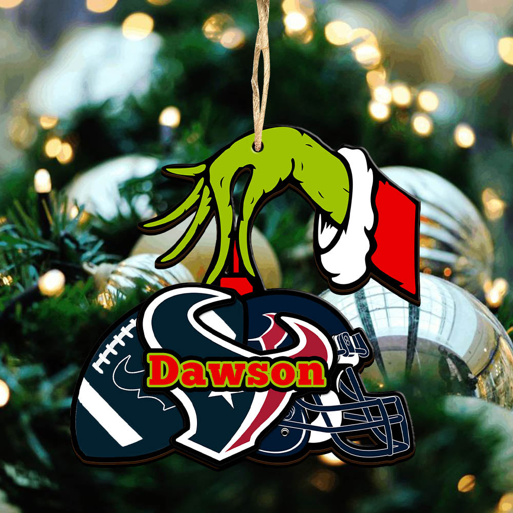 Houston Texans 2 Layered Wooden Ornament Personalized Your Name, GR And American Football Team Ornament, Football Lover Gifts, Hanging Decorations ETHY-52254