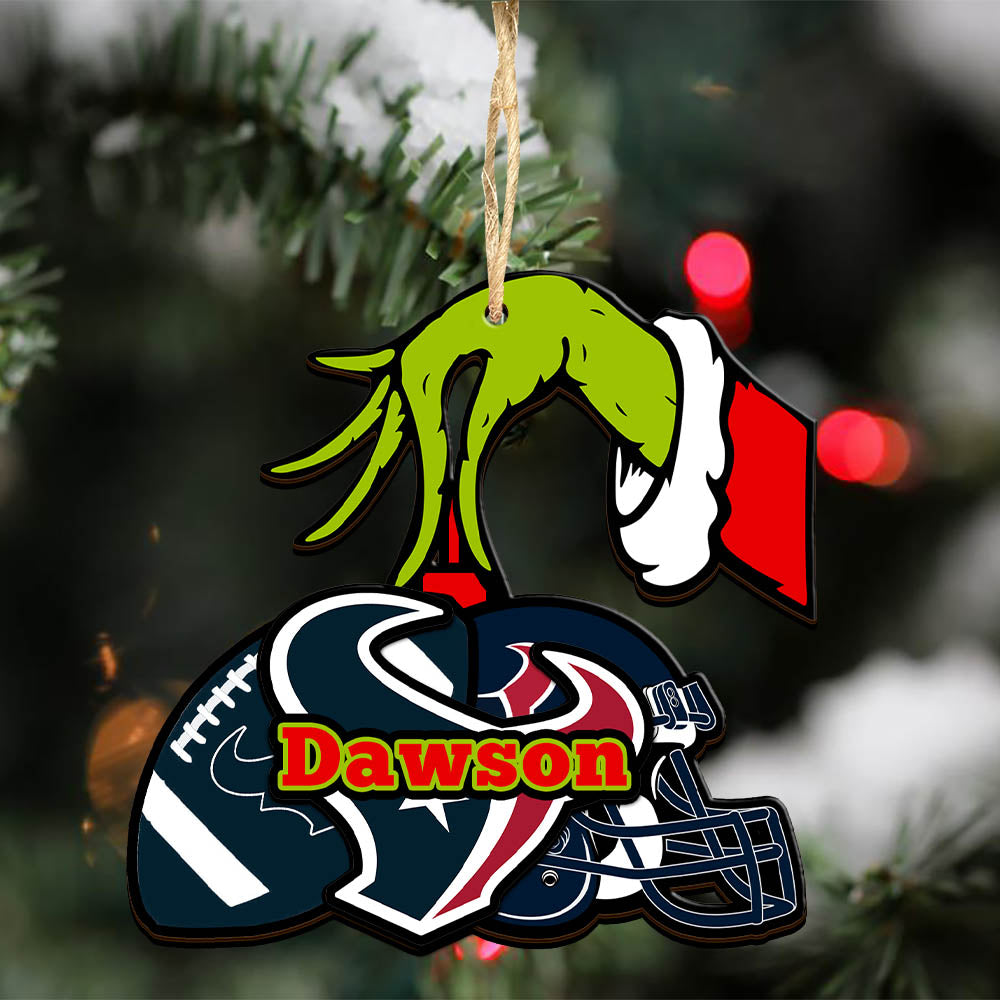 Houston Texans 2 Layered Wooden Ornament Personalized Your Name, GR And American Football Team Ornament, Football Lover Gifts, Hanging Decorations ETHY-52254
