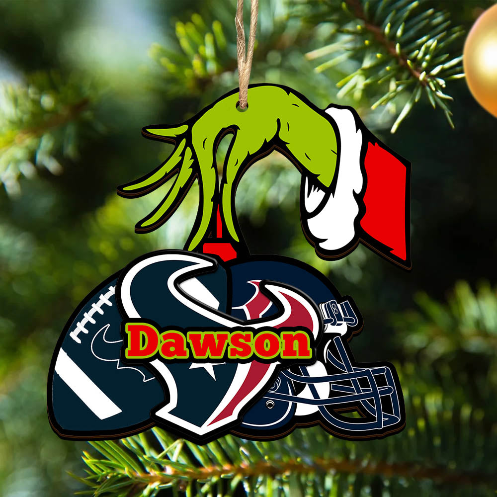 Houston Texans 2 Layered Wooden Ornament Personalized Your Name, GR And American Football Team Ornament, Football Lover Gifts, Hanging Decorations ETHY-52254