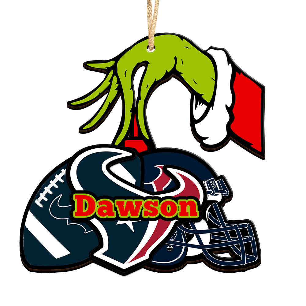 Houston Texans 2 Layered Wooden Ornament Personalized Your Name, GR And American Football Team Ornament, Football Lover Gifts, Hanging Decorations ETHY-52254