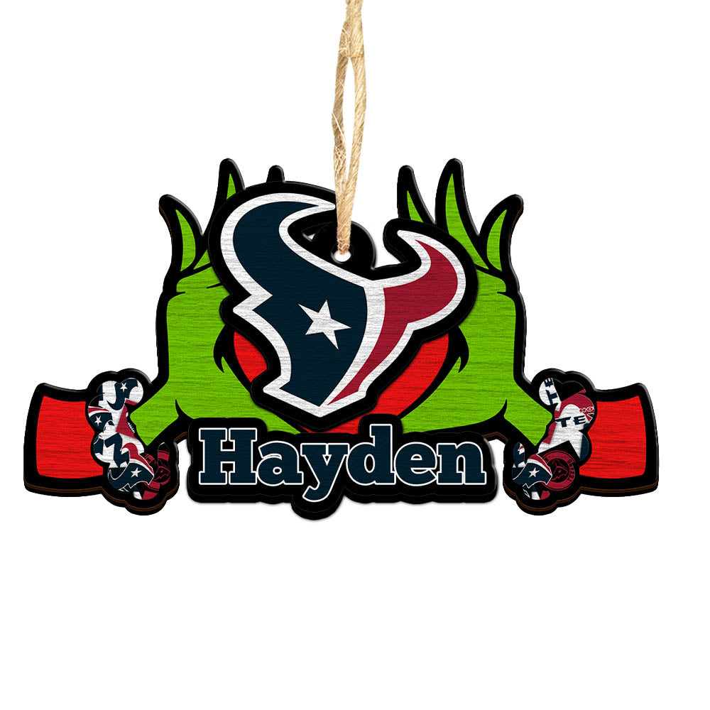 Houston Texans 2 Layered Wooden Ornament Personalized Your Name, GR And Sport Team Ornament, Sport Hanging Decorations, Sport Gifts For Fan ETHY-52234
