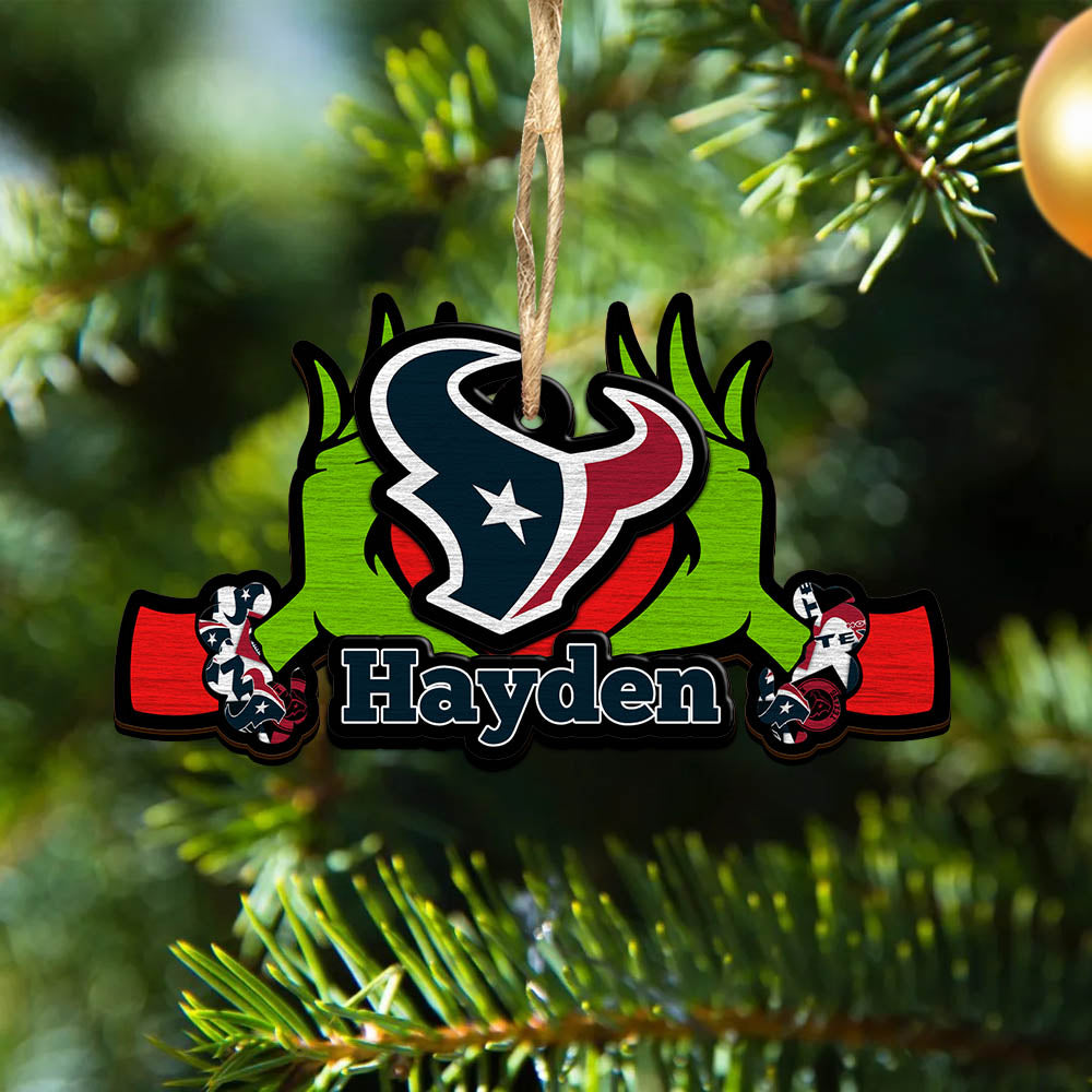 Houston Texans 2 Layered Wooden Ornament Personalized Your Name, GR And Sport Team Ornament, Sport Hanging Decorations, Sport Gifts For Fan ETHY-52234
