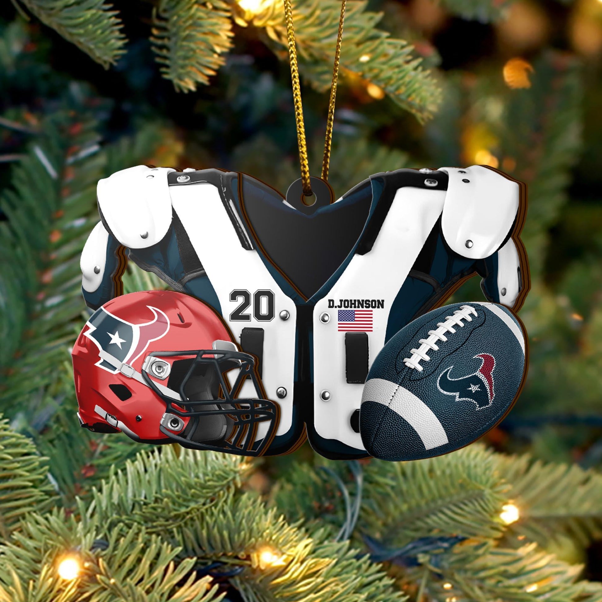 Houston Texans 3 Layered Piece Wooden Ornament Custom Your Name And Number, Sport Ornament, Sport Hanging Decorations ETRG-51975