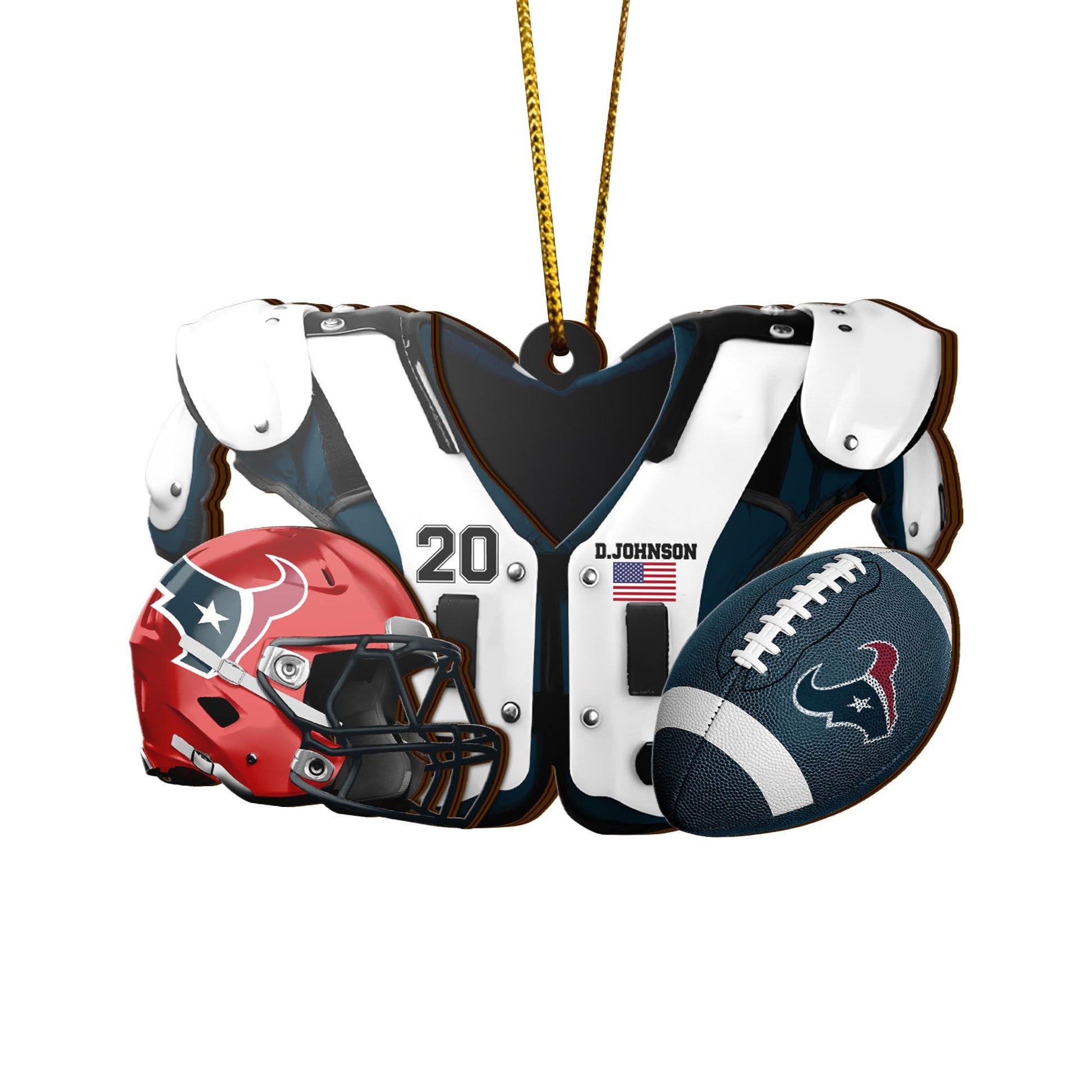 Houston Texans 3 Layered Piece Wooden Ornament Custom Your Name And Number, Sport Ornament, Sport Hanging Decorations ETRG-51975