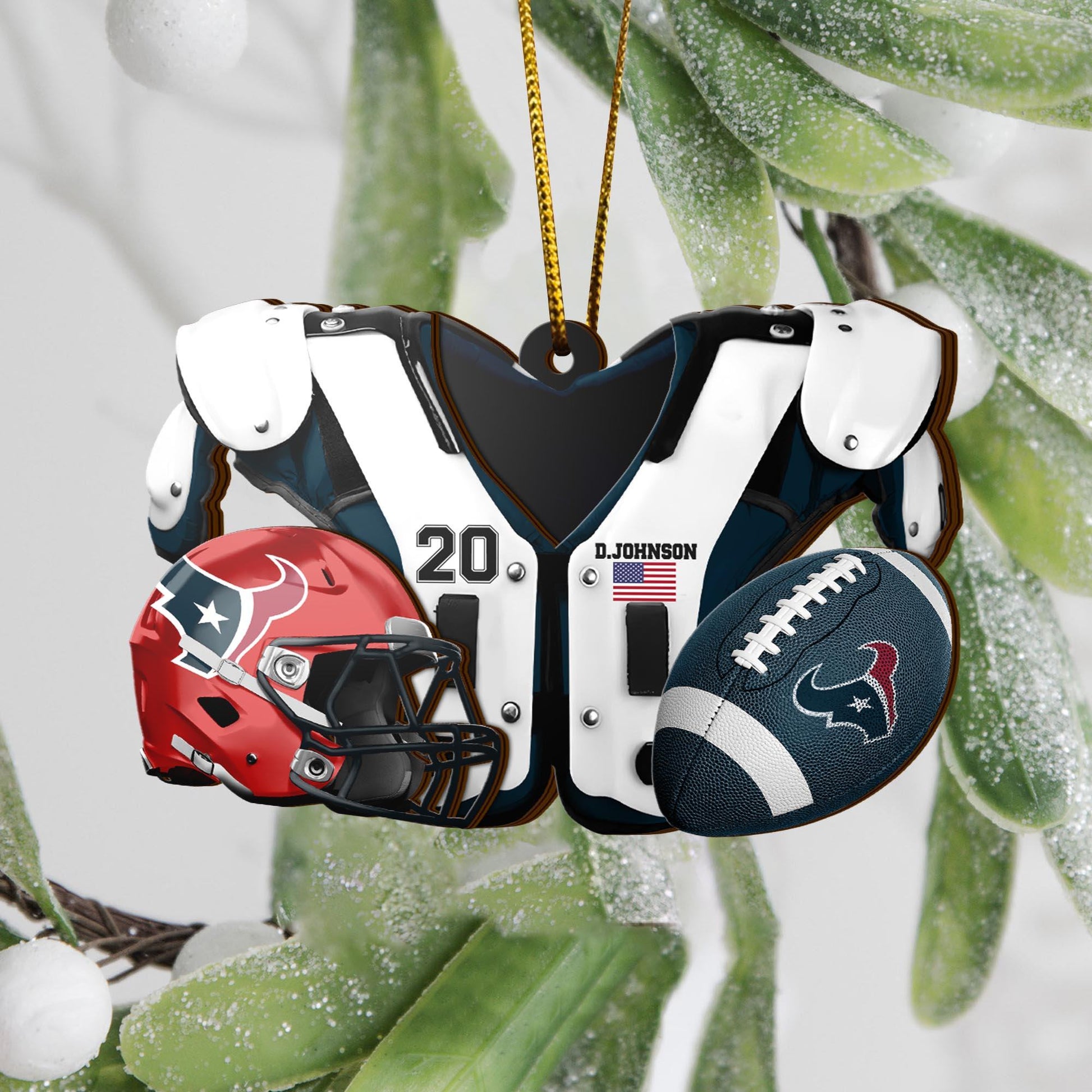 Houston Texans 3 Layered Piece Wooden Ornament Custom Your Name And Number, Sport Ornament, Sport Hanging Decorations ETRG-51975