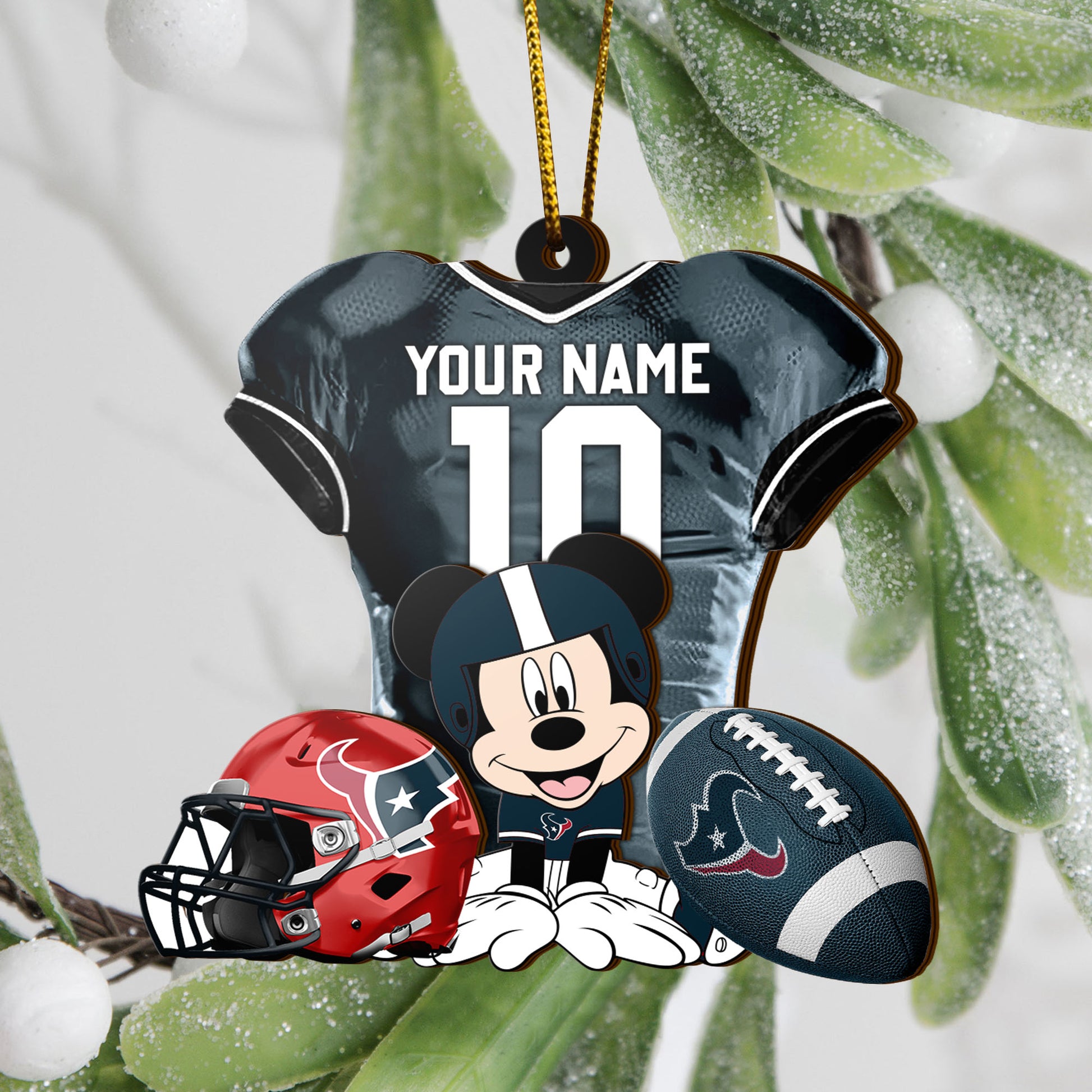 Houston Texans 3 Layered Piece Wooden Ornament Custom Your Name And Number, Sport Team And MK Ornament, Sport Ornament, Fan Gifts EHIVM-52178