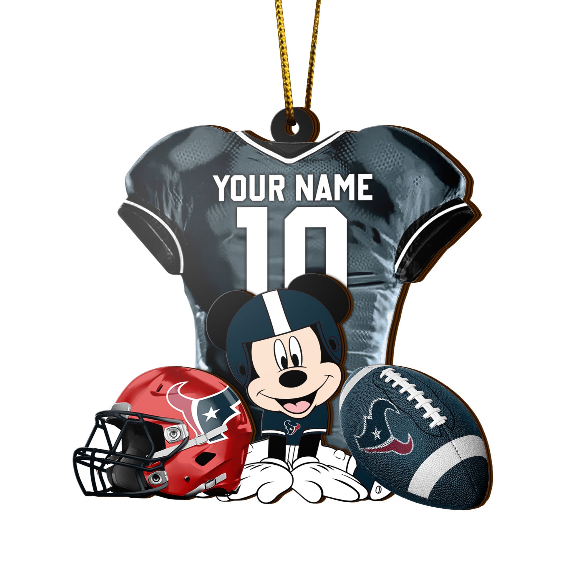Houston Texans 3 Layered Piece Wooden Ornament Custom Your Name And Number, Sport Team And MK Ornament, Sport Ornament, Fan Gifts EHIVM-52178