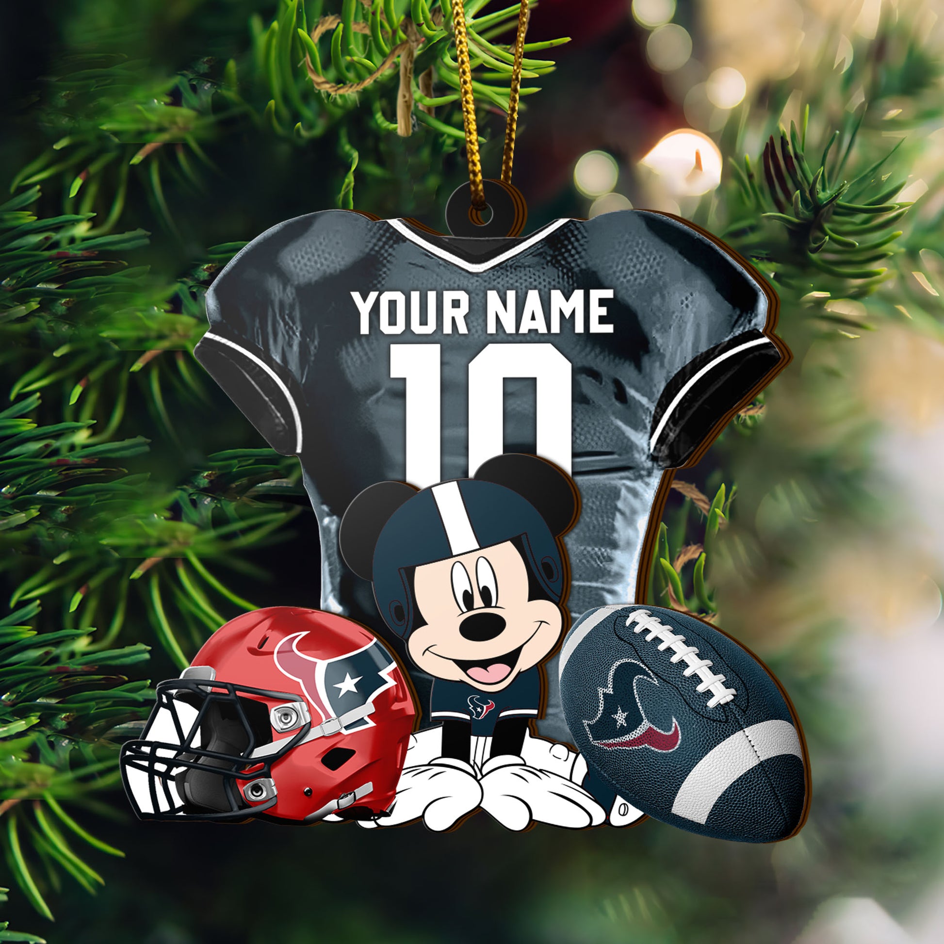 Houston Texans 3 Layered Piece Wooden Ornament Custom Your Name And Number, Sport Team And MK Ornament, Sport Ornament, Fan Gifts EHIVM-52178
