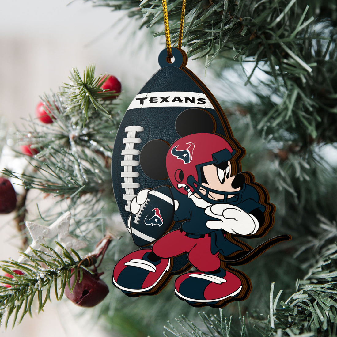 Houston Texans 3 Layered Piece Wooden Ornament, Sport Team And MK Ornament,Sport Ornament, Fan Gifts, Hanging Decoration EHIVM-52346