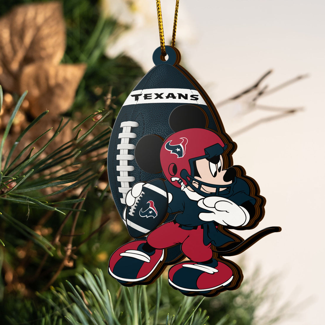 Houston Texans 3 Layered Piece Wooden Ornament, Sport Team And MK Ornament,Sport Ornament, Fan Gifts, Hanging Decoration EHIVM-52346