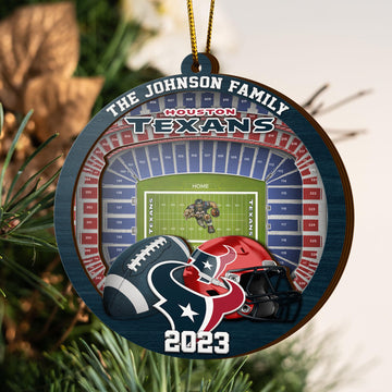Houston Texans 3 Layered Piece Wooden Ornament Your Family Name And Year, Sport Ornament, Fan Gifts, Hanging Decoration EHIVM-52183