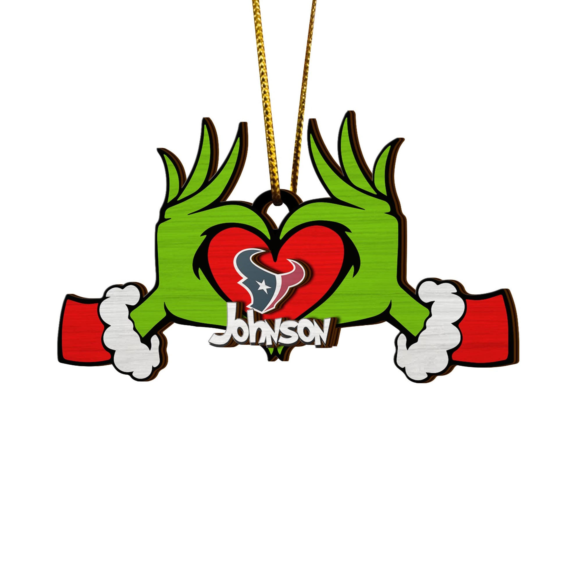 Houston Texans And GR 2 Layered Piece Wooden Ornament Custom Your Name, Sport Ornament, Sport Home Decorations , Sport Gifts ETRG-52188