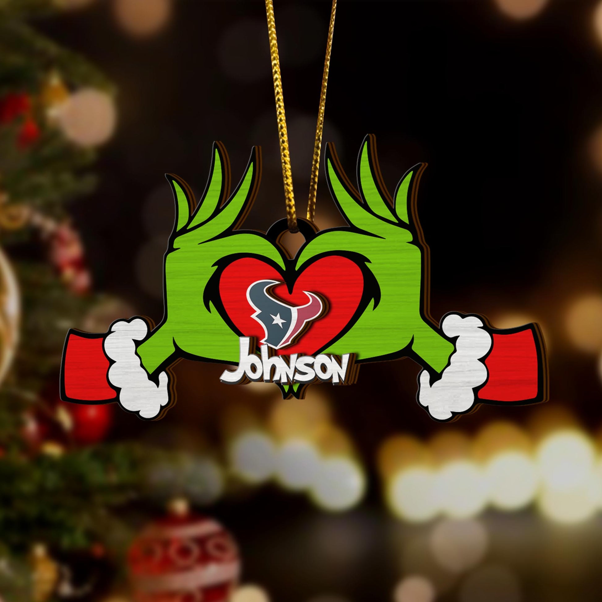 Houston Texans And GR 2 Layered Piece Wooden Ornament Custom Your Name, Sport Ornament, Sport Home Decorations , Sport Gifts ETRG-52188