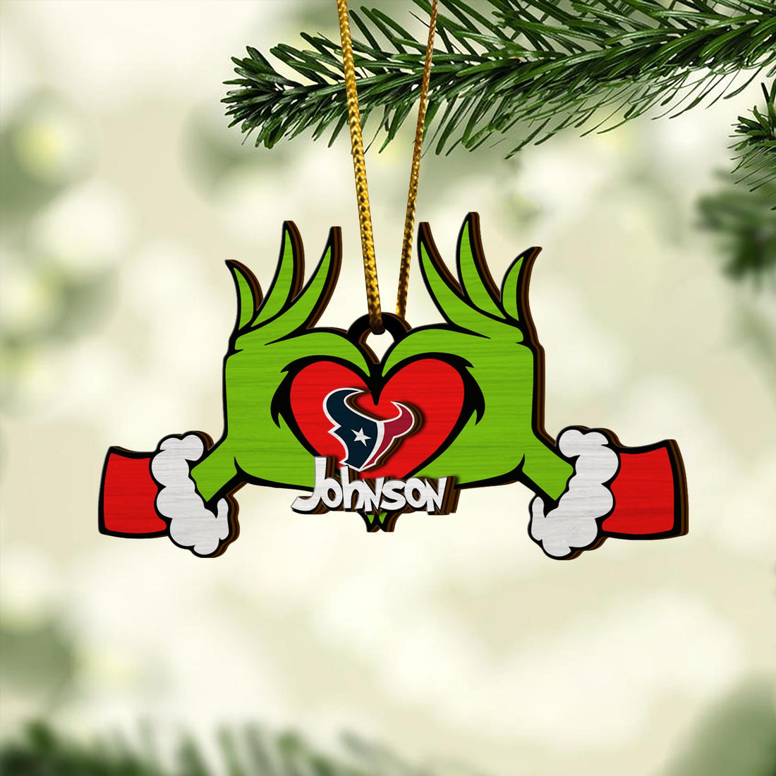 Houston Texans And GR 2 Layered Piece Wooden Ornament Custom Your Name, Sport Ornament, Sport Home Decorations , Sport Gifts ETRG-52188