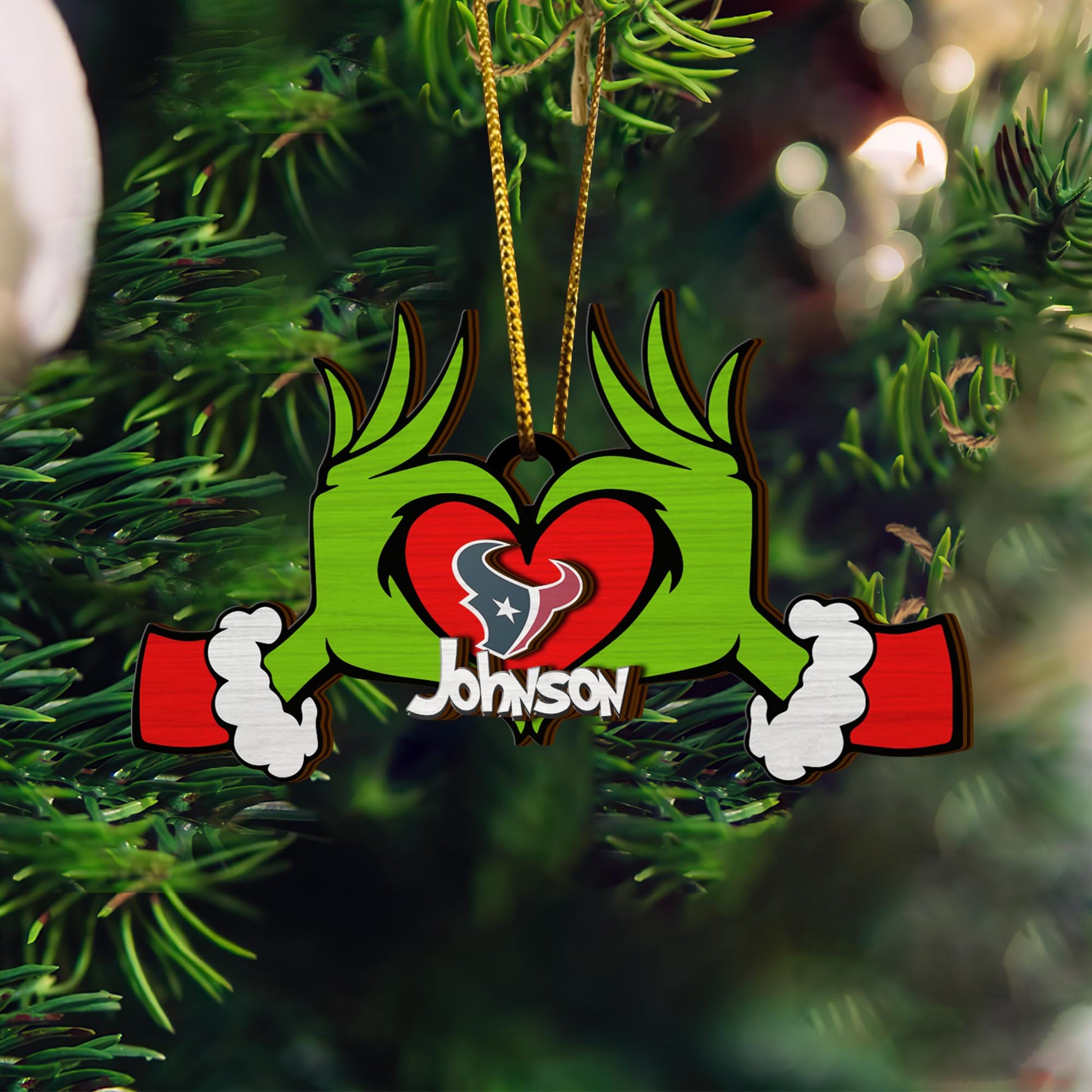 Houston Texans And GR 2 Layered Piece Wooden Ornament Custom Your Name, Sport Ornament, Sport Home Decorations , Sport Gifts ETRG-52188