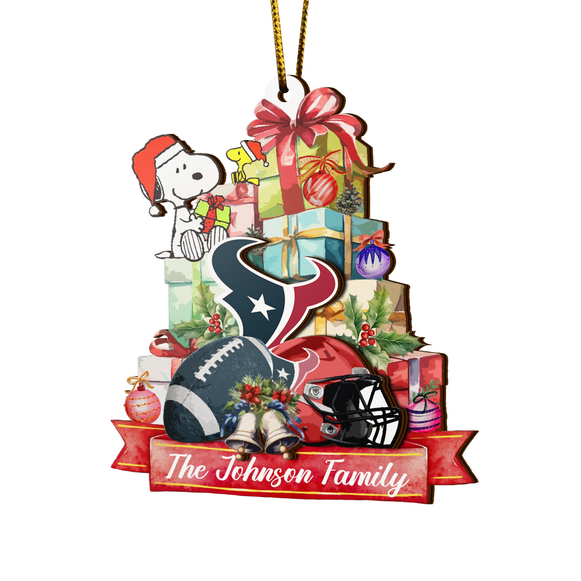 Houston Texans And SN 2 Layered Piece Wooden Ornament Custom Your Family Name, Sport Ornament, Fan Gifts, Hanging Decorations EHIVM-52192