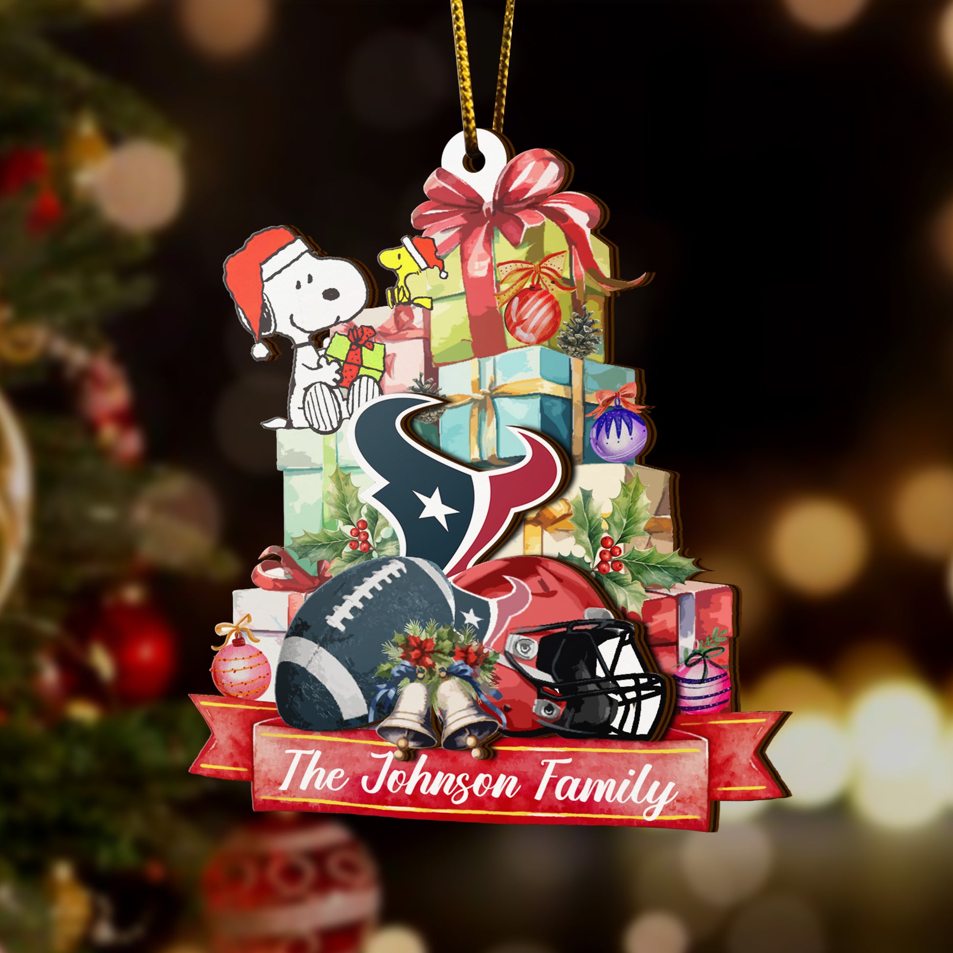 Houston Texans And SN 2 Layered Piece Wooden Ornament Custom Your Family Name, Sport Ornament, Fan Gifts, Hanging Decorations EHIVM-52192