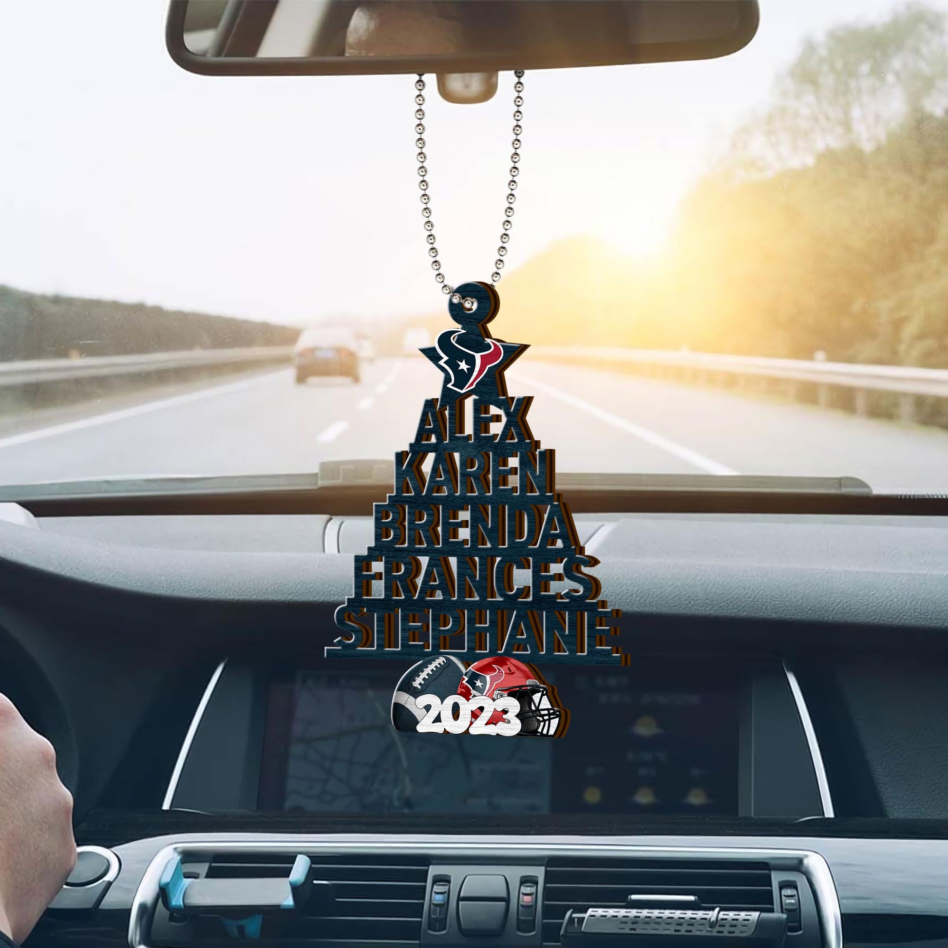 Houston Texans Car Ornament Custom Names And Choose Number Of Names, Sport Team And Christmas Tree Ornament ETRG-52189