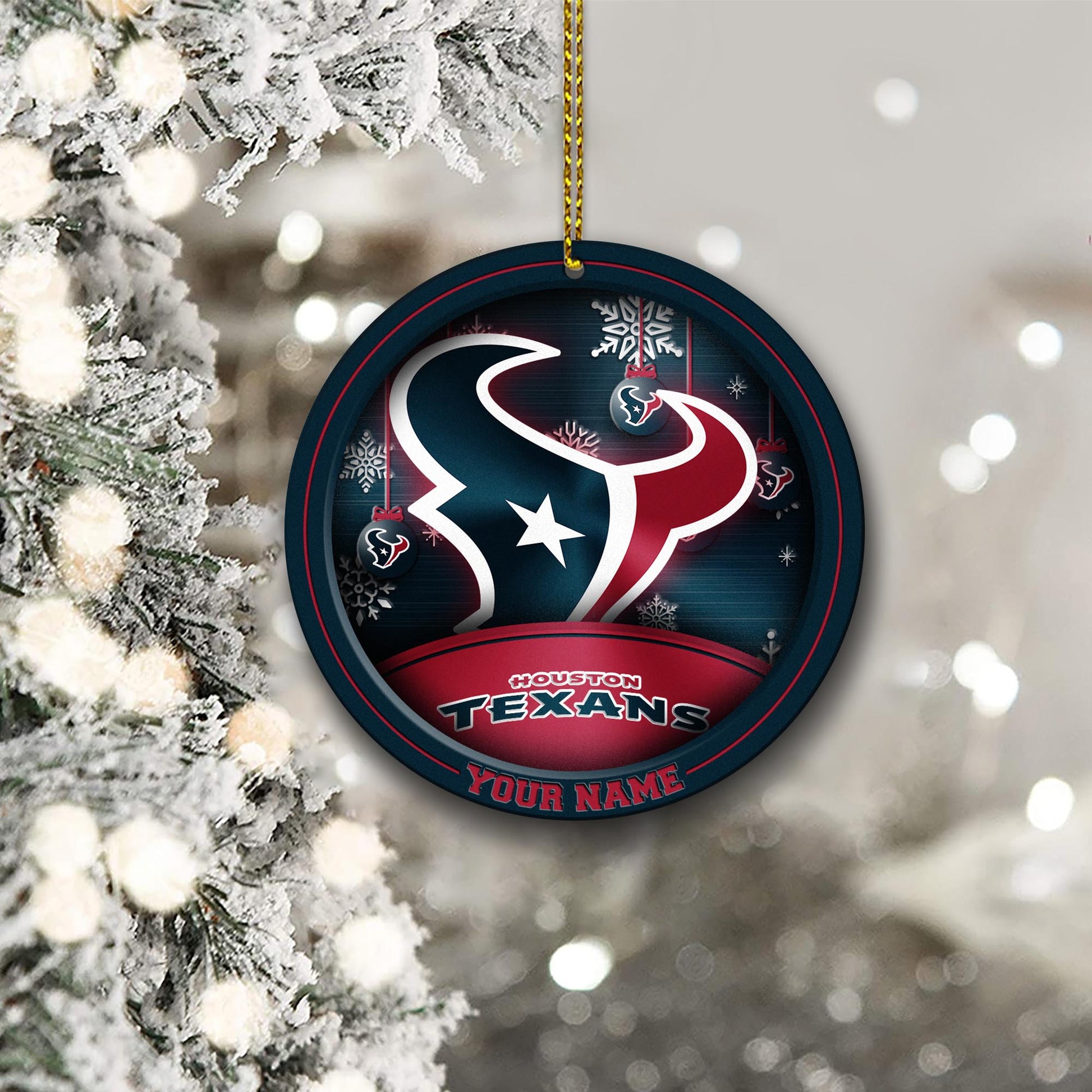 Houston Texans Circle Aluminium Custom Ornament 2 Side Trending New Arrivals H52912 ETUG311023
