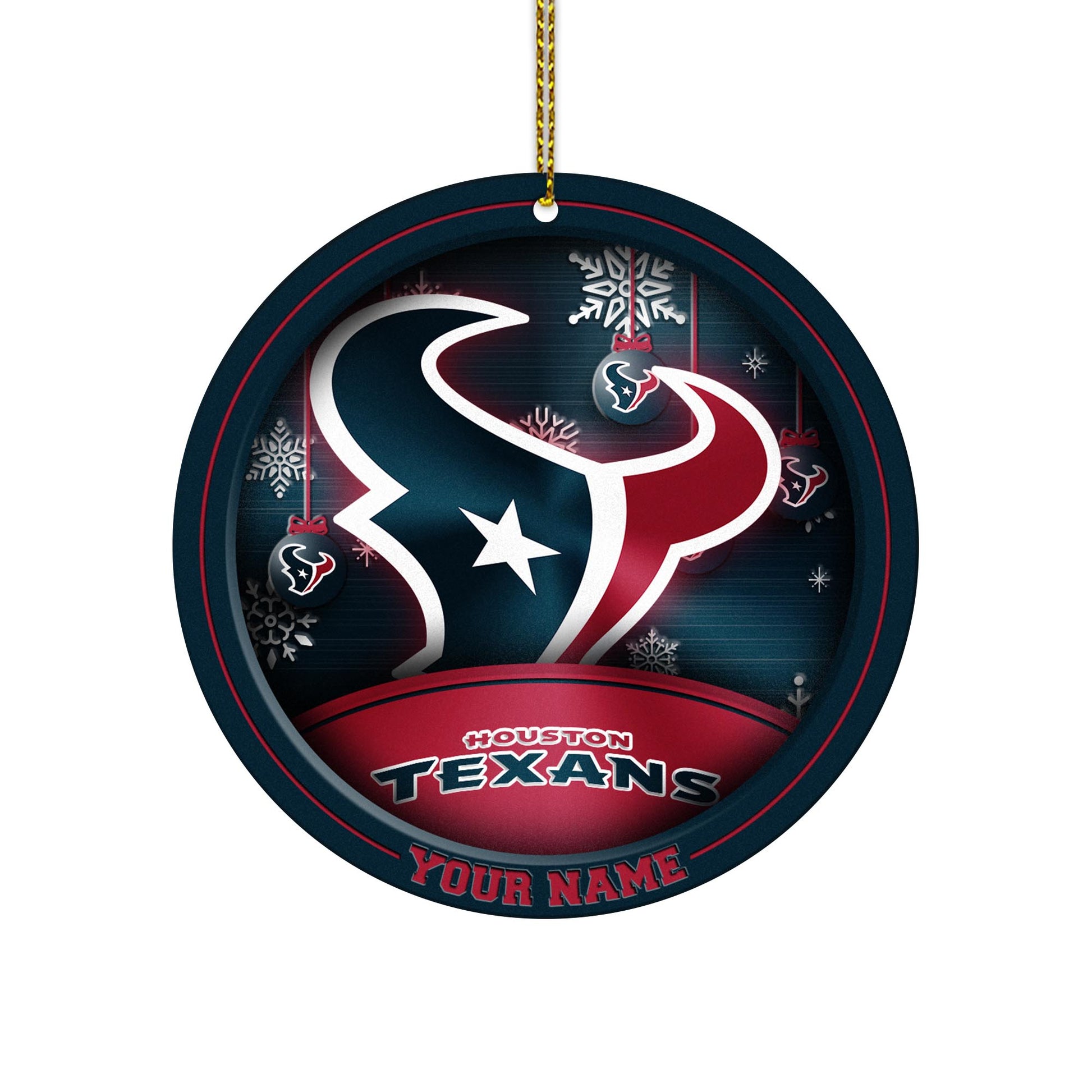 Houston Texans Circle Aluminium Custom Ornament 2 Side Trending New Arrivals H52912 ETUG311023