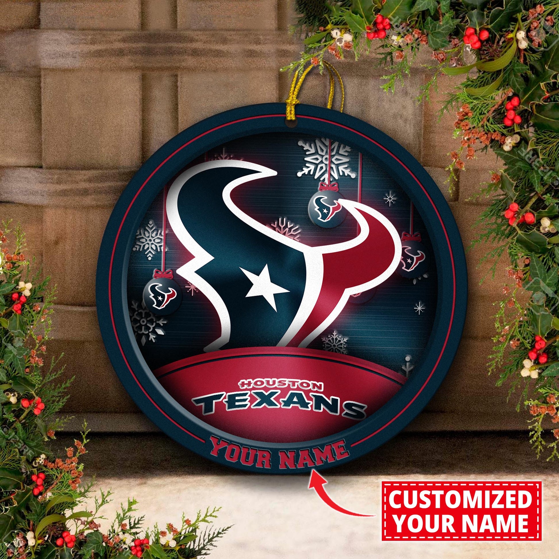 Houston Texans Circle Aluminium Custom Ornament 2 Side Trending New Arrivals H52912 ETUG311023