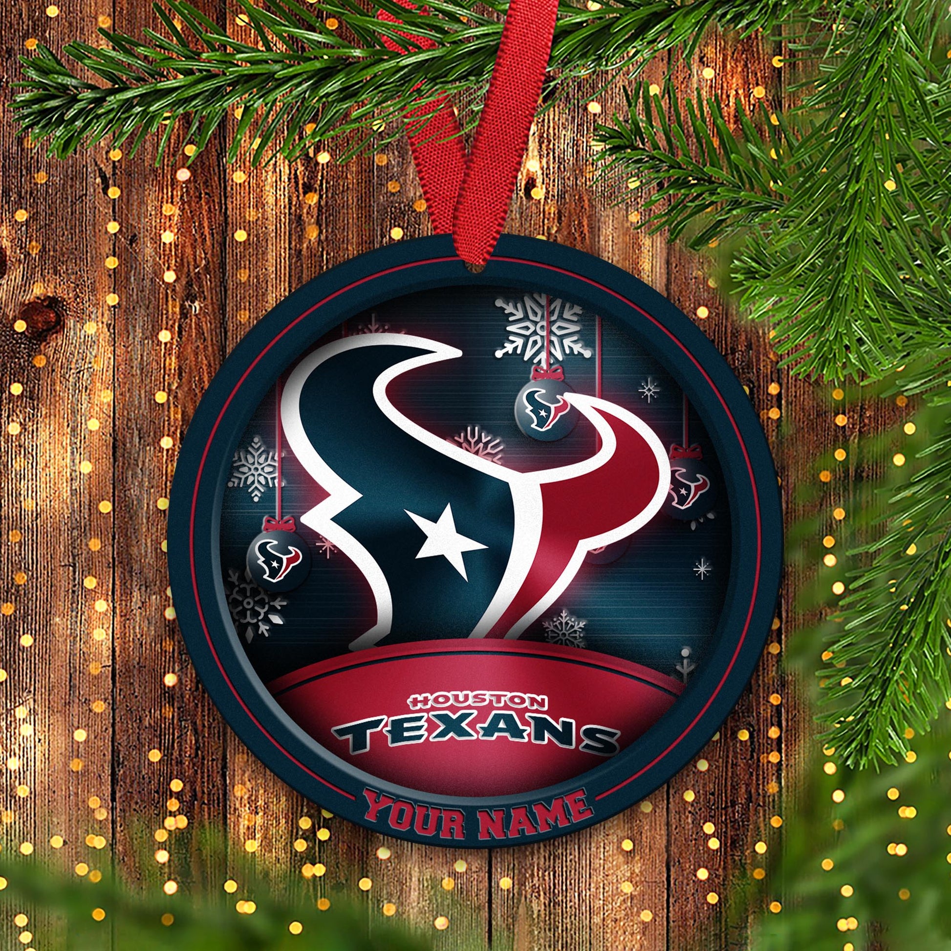Houston Texans Circle Aluminium Custom Ornament 2 Side Trending New Arrivals H52912 ETUG311023