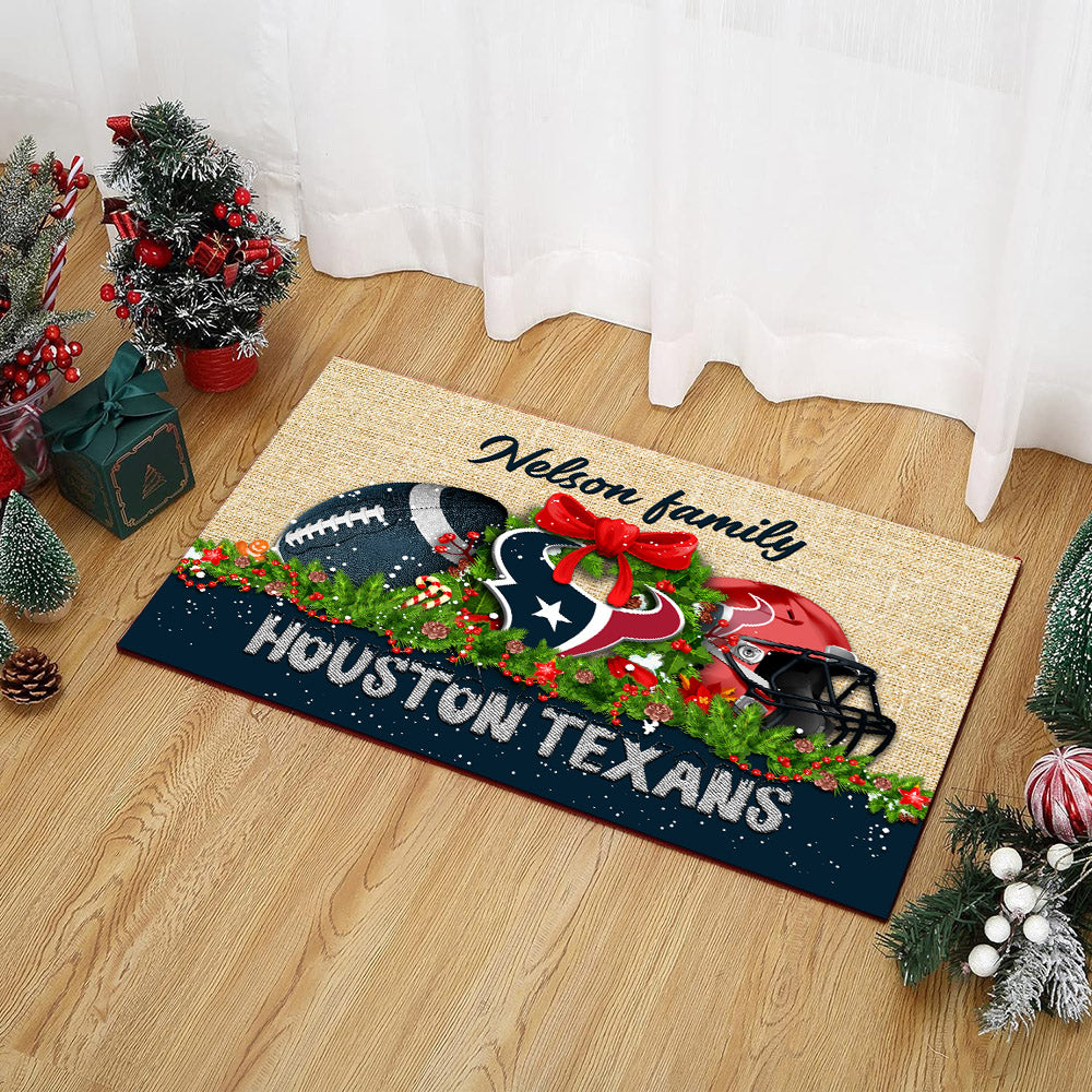 Houston Texans Doormat Personalized Your Name, Sport Team Doormat, Christmas Gifts For Football Fan, Home Decor ETHY-52726