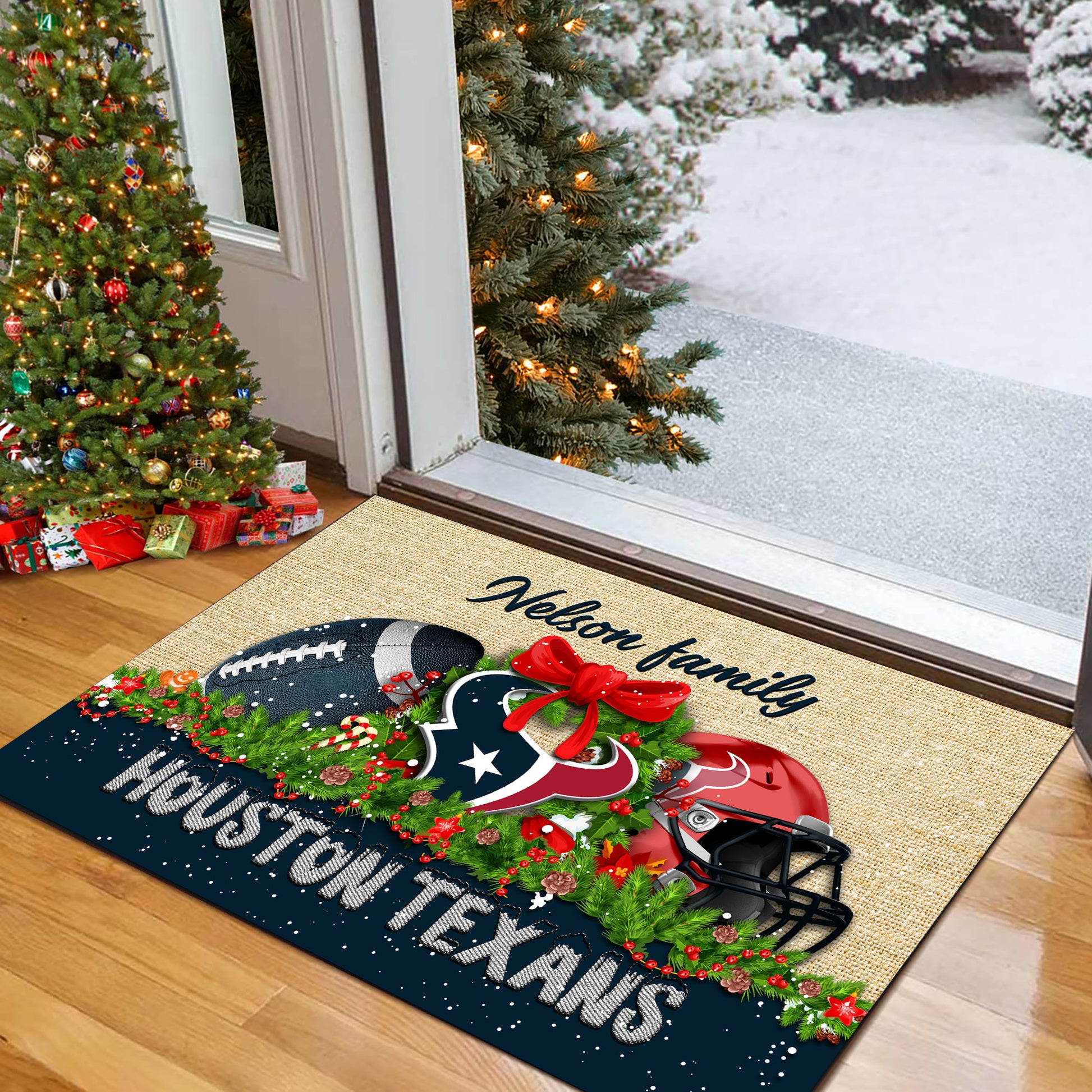 Houston Texans Doormat Personalized Your Name, Sport Team Doormat, Christmas Gifts For Football Fan, Home Decor ETHY-52726
