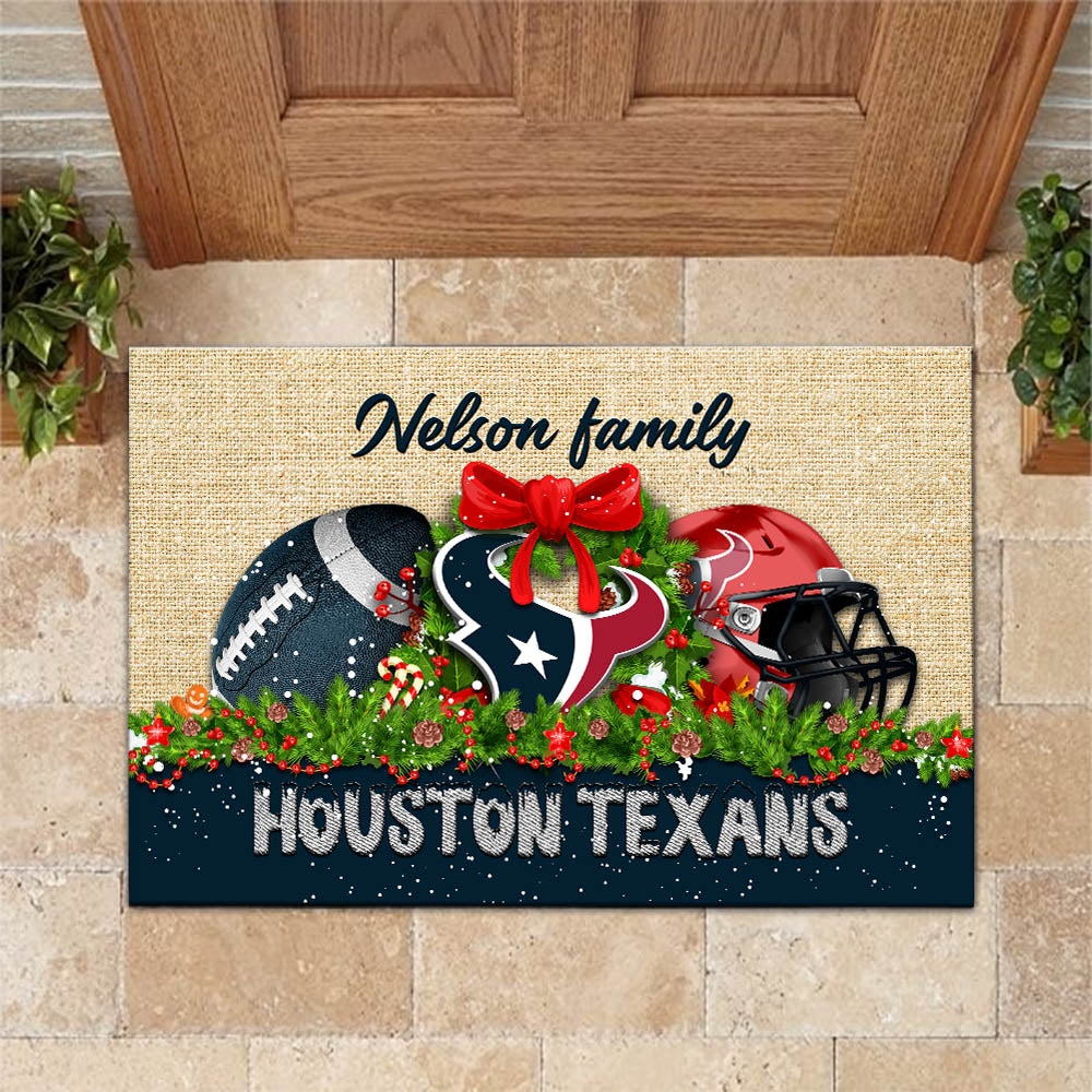 Houston Texans Doormat Personalized Your Name, Sport Team Doormat, Christmas Gifts For Football Fan, Home Decor ETHY-52726
