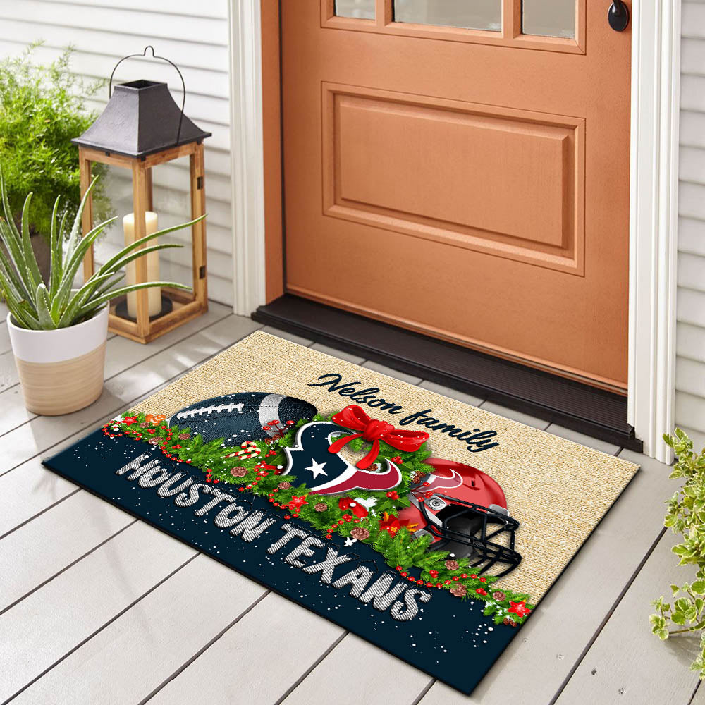 Houston Texans Doormat Personalized Your Name, Sport Team Doormat, Christmas Gifts For Football Fan, Home Decor ETHY-52726