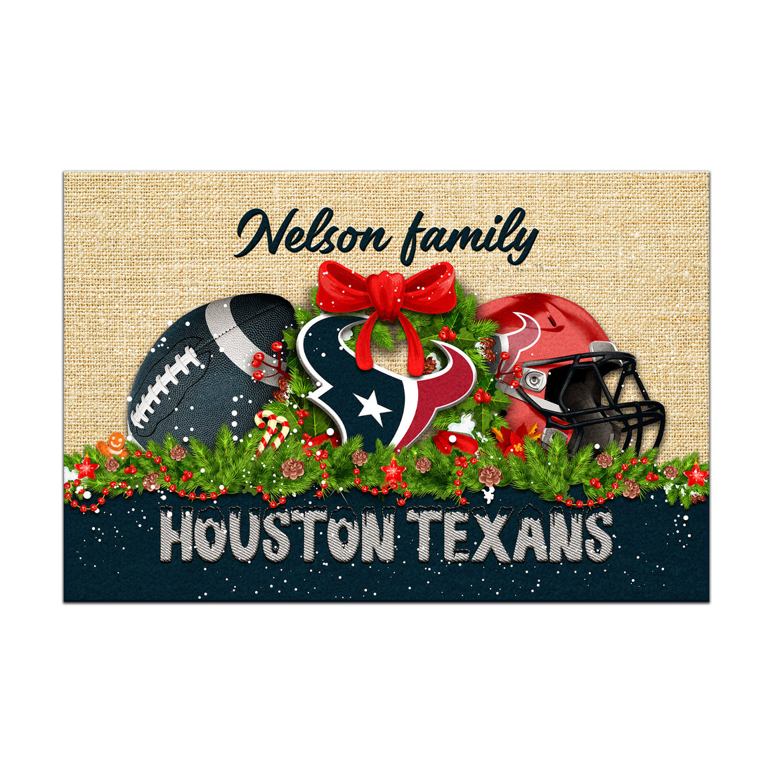 Houston Texans Doormat Personalized Your Name, Sport Team Doormat, Christmas Gifts For Football Fan, Home Decor ETHY-52726