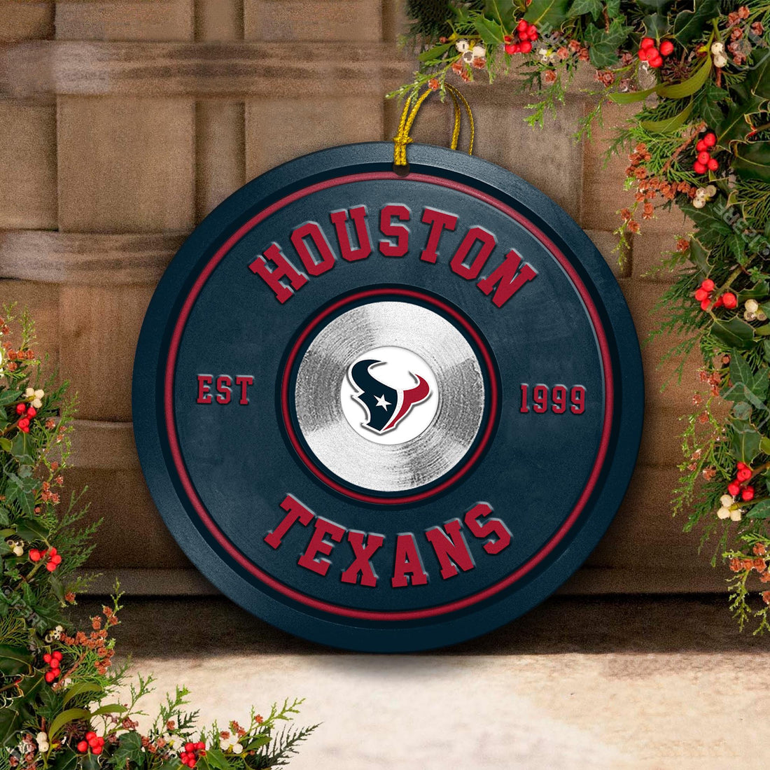 Houston Texans Fitness Circle Aluminium Ornament 2 Side Trending New Arrivals H52883 ETUG311023
